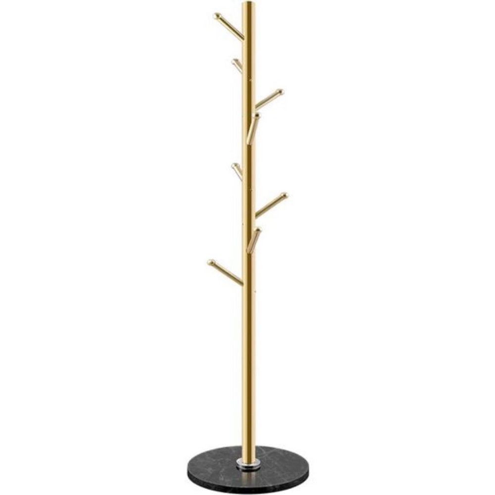 Gold Coat Rack Stand, Stainless Steel Freestanding Coat Tree Hanger with 8 Hooks